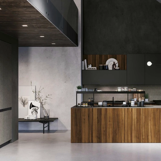 Cucina Moderna D23 Noce e Basalto di Doimo Cucine