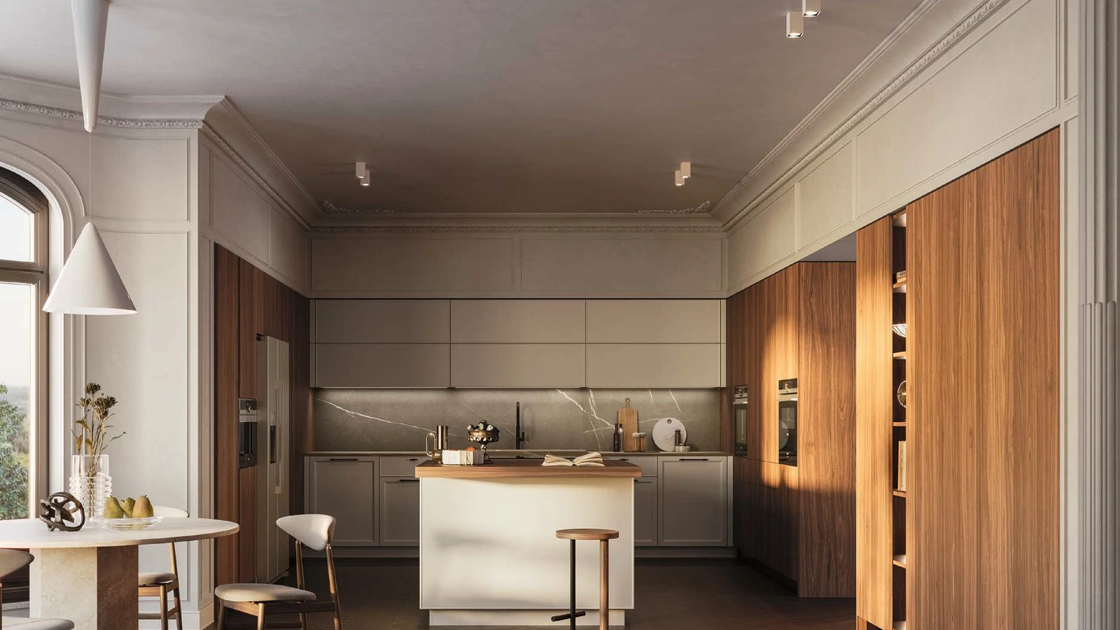 Cucina Moderna D23 Grigio e Noce di Doimo Cucine