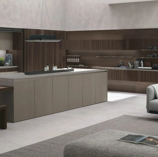 Cucina Moderna Natural 01 in Rovere e Neolith® Cement Satin di Stosa