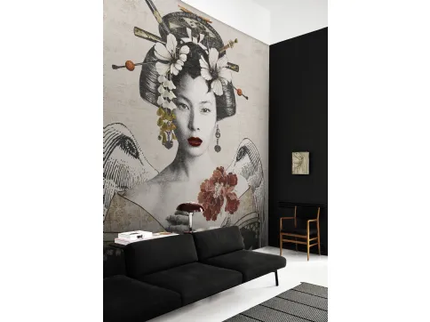 Carta da parati con ritratto di donna Geisha re-edition di London Art