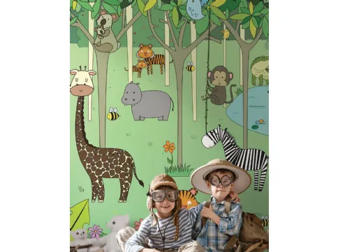 Carta da parati per camerette con animali esotici Harry di London Art