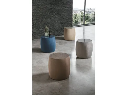Tavolino Pouf Lepanto con top in vetro o tessuto, rivestito in microfibra effetto velluto di Target Point