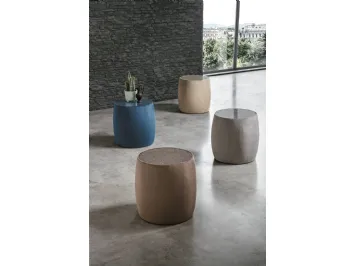 Tavolino Pouf Lepanto con top in vetro o tessuto, rivestito in microfibra effetto velluto di Target Point