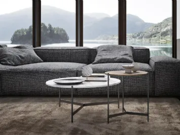 Tavolino tondo Toor Horizon in laminato con base in metallo di Mobilgam