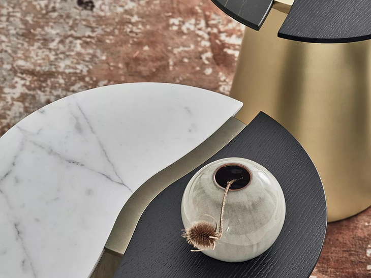 Tavolino Yang in legno e SuperMarmo di Bontempi