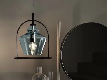 Lampada a sospensione Swing in vetro e acciaio laccato di Bontempi