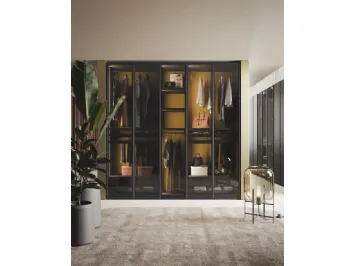 Armadio Ante Battenti 02 in vetro grigio trasparente e laccato metalgray di Morassutti