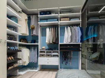 Cabina Armadio in laminato Bianco e laccato cielo NC403 di Moretti Compact