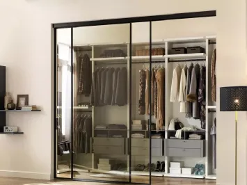 Cabina Armadio con ante scorrevoli in vetro stratificato a garanzia della massima sicurezza NC401 di Moretti Compact