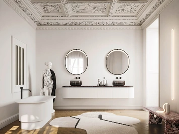 Mobile da Bagno sospeso Almond 04 in laccato Bianco e Marmo di Arbi