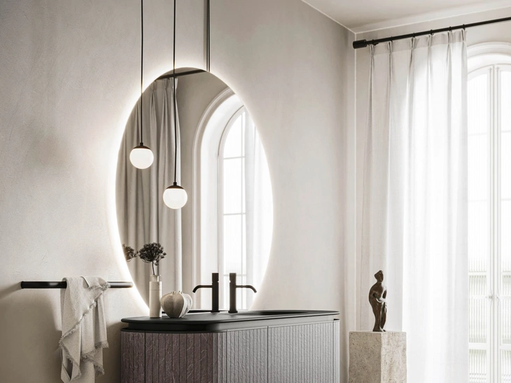 Mobile da Bagno sospeso Almond 08 in Laminam Burgundy di Arbi