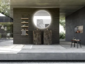 Mobile Bagno da appoggio M System 022 in Gres Cava Noir Desir lucido di Baxar