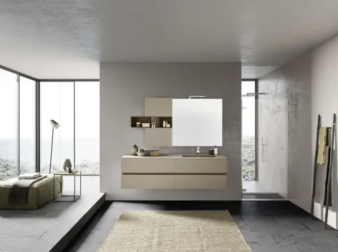 Mobile da Bagno sospeso M2 System C202 in laminato Castoro Ottawa di Baxar