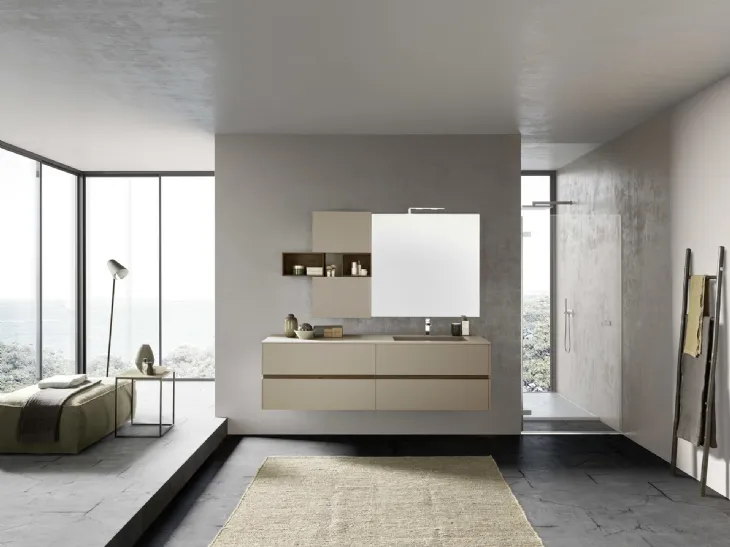 Mobile da Bagno sospeso M2 System C202 in laminato Castoro Ottawa di Baxar