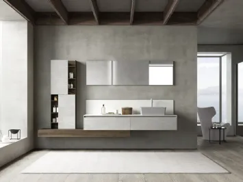 Mobile da Bagno sospeso M2 System 222 in melaminico Pietra Piasentina di Baxar