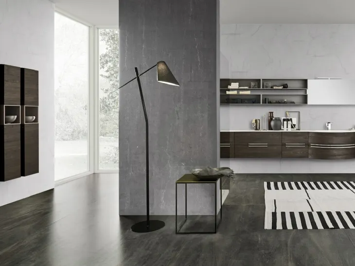 Mobile bagno sospeso M System C013 in laminato effetto legno di Baxar