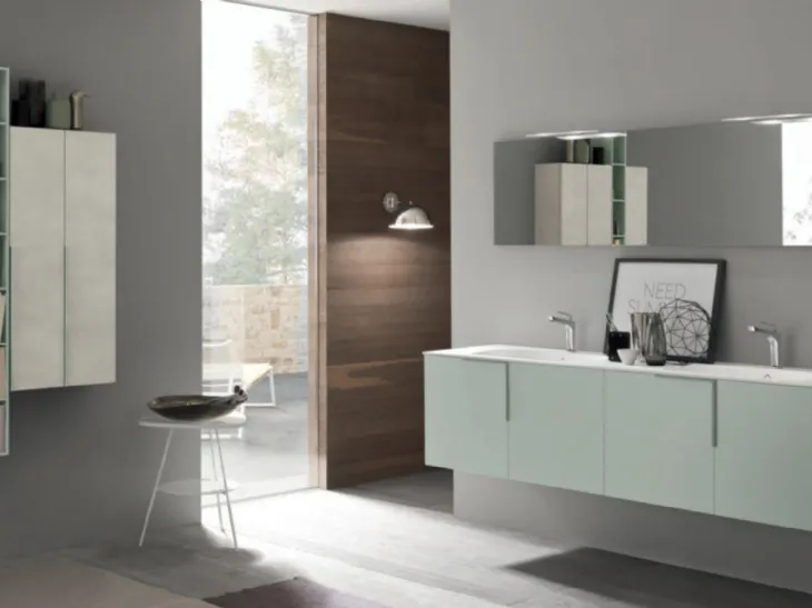 Mobile da Bagno sospeso M1 System C111 in laccato opaco di Baxar