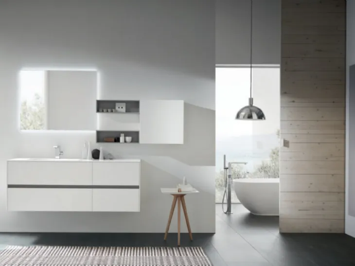 Mobile da Bagno sospeso C207 in laccato Bianco opaco di Baxar