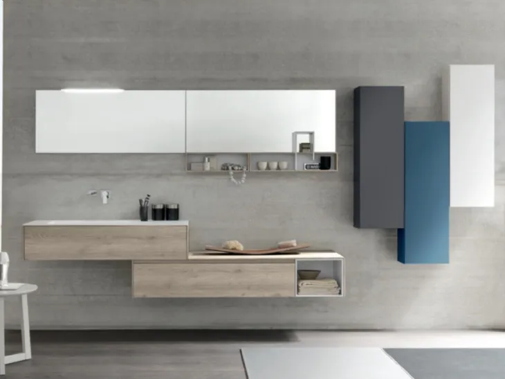 Mobile da Bagno sospeso M2 System C219 in melaminico Rovere Dogato Grigio di Baxar