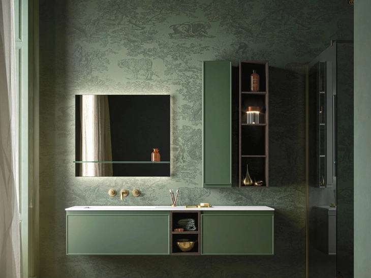 Mobile da Bagno sospeso Decor Green mood in laccato opaco di Arbi