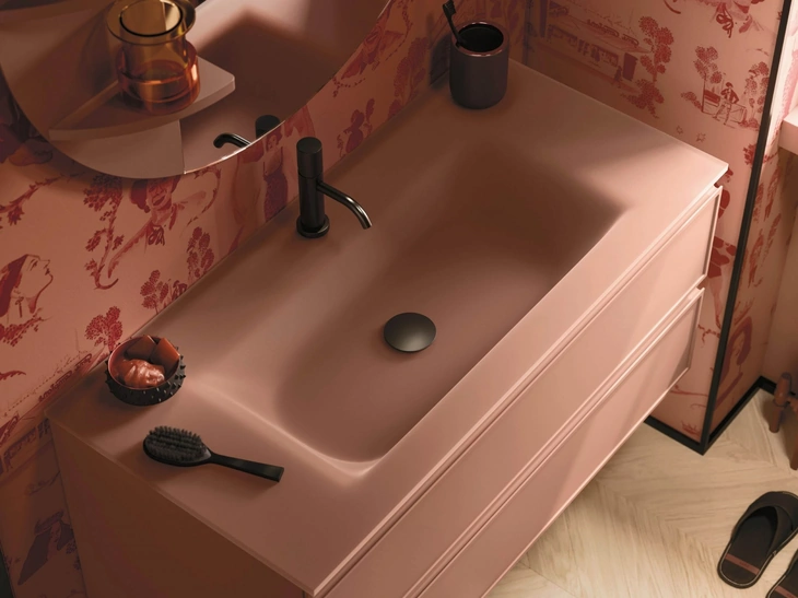 Mobile da Bagno sospeso Decor Pink palette in laccato di Arbi
