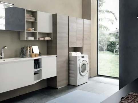 Mobile da Lavanderia Laundry System C07 in melaminico e laccato opaco di Baxar