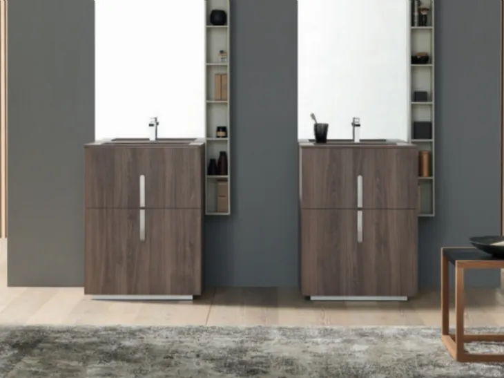 Mobile Bagno da appoggio M System C001 in HPL Unicolor Noce Savoia di Baxar