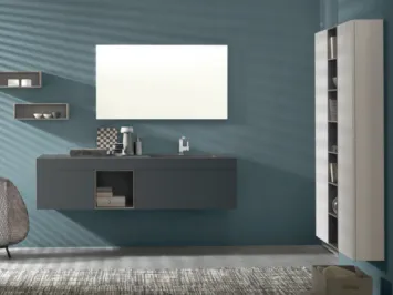 Mobile da Bagno sospeso M System C003 in laminato Grigio Londra di Baxar