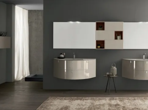 Mobile da Bagno sospeso M System C004 in laccato lucido di Baxar