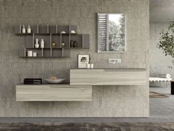 Mobile da Bagno sospeso M System 023 in melaminico effetto legno di Baxar