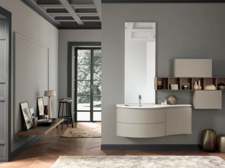 Mobile da Bagno sospeso M2 System C217 in laccato Cenere opaco di Baxar