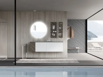 Mobile da Bagno sospeso M2 System 221 in laccato opaco e HPL di Baxar