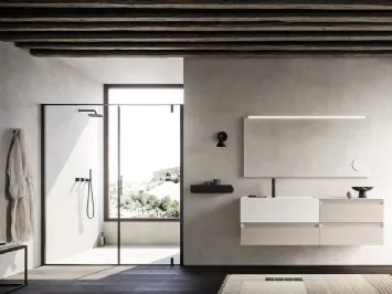 Mobile da Bagno sospeso M2 System C220 in melaminico Rovere Dogato Grigio di Baxar