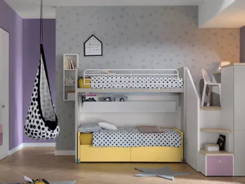 Cameretta in laccato opaco e melaminico Alpha Letto a Castello G040 di Doimo Cityline