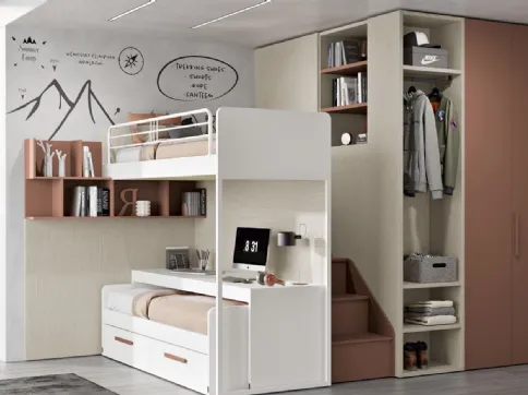 Cameretta 106 a soppalco con letto scorrevole di Ferrimobili