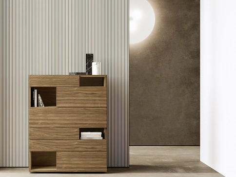 Cassettiera Wing in legno con vani a giorno di Presotto