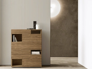 Cassettiera Wing in legno con vani a giorno di Presotto