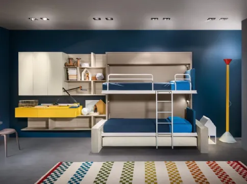 Sistema trasformabile Ambiente 17 vista aperta Kali Duo sofa con App e Tetris di Clei