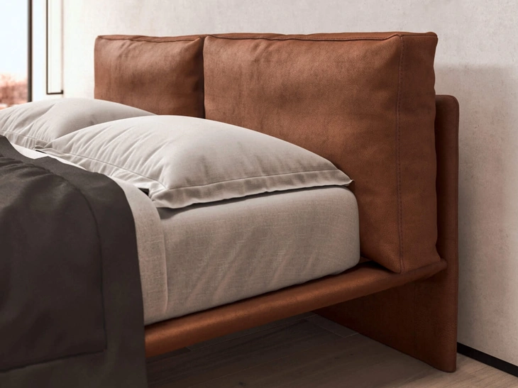 Letto Cali in pelle con testiera di Presotto