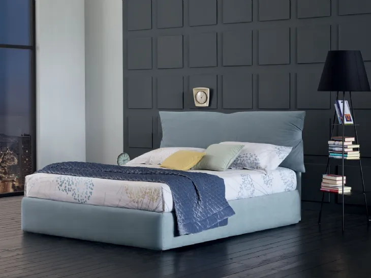 Letto in tessuto imbottito Dan con box contenitore di Oggioni
