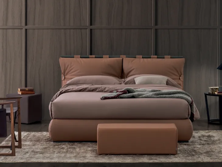 Letto in pelle Dual Round con box contenitore di Oggioni