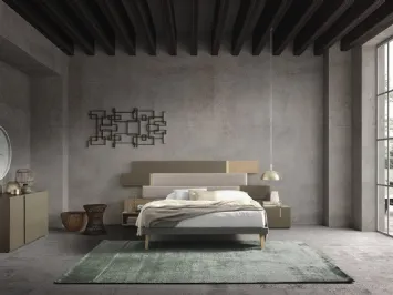 Letto Regolo con testiera boiserie in legno e tessuto di Mobilgam