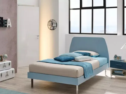 Letto a una piazza e mezza con testiera Cake in laccato opaco Cielo SC107 di Moretti Compact