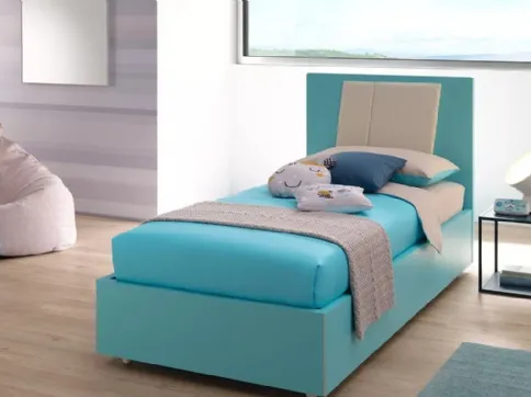 Letto in laccato con testiera imbottita in ecopelle SC115 di Moretti Compact
