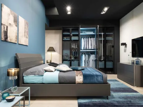 Letto in laccato grafite con testiera MC039 di Moretti Compact