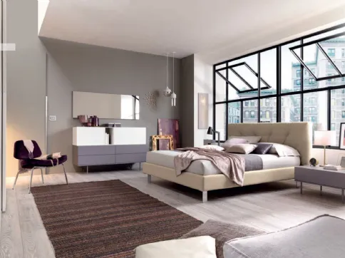 Letto in ecopelle con testiera trapuntata NC107 di Moretti Compact