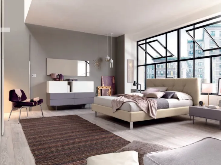 Letto in ecopelle con testiera trapuntata NC107 di Moretti Compact