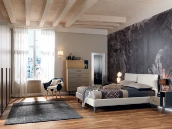 Letto con testiera imbottita in ecopelle NC111 Moretti Compact