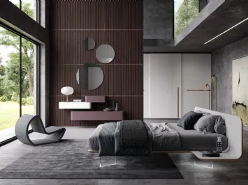 Letto di design laccato opaco con testiera Novo di Voltan