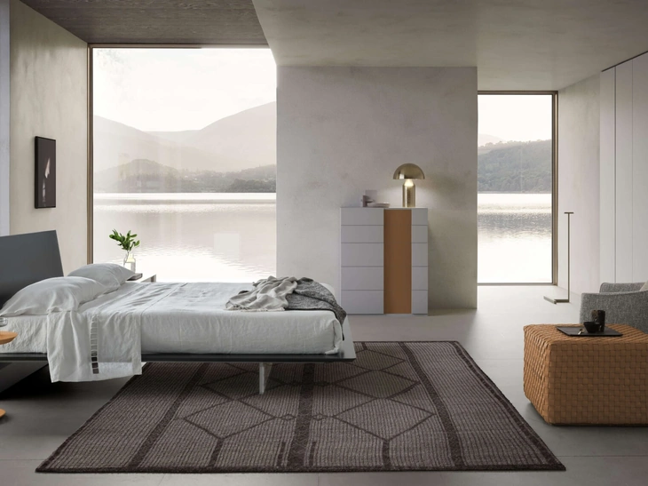 Letto con testiera Plana in laccato opaco di Presotto